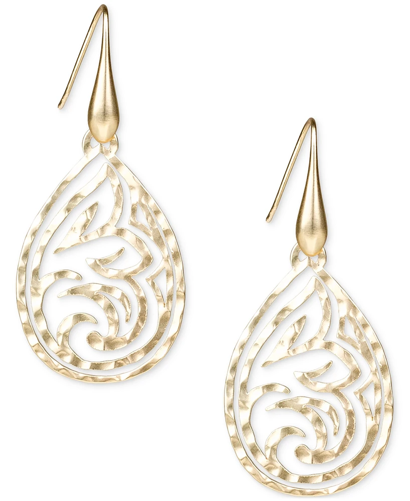 Patricia Nash Gold-Tone Lotus Teardrop Openwork Drop Earrings