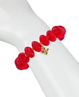 Patricia Nash Gold-Tone Large Red Bead Stretch Bracelet