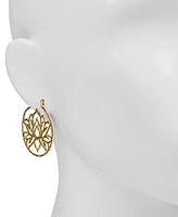 Patricia Nash Gold-Tone Lotus Flower Medium Hoop Earrings, 1.25"