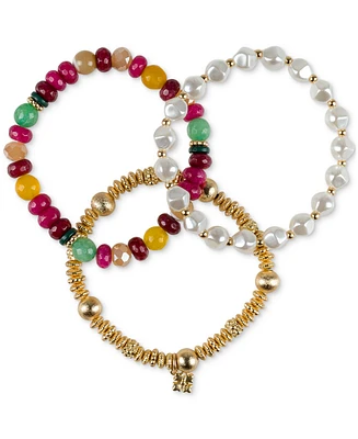 Patricia Nash Gold-Tone 3-Pc. Set Beaded Stretch Bracelets