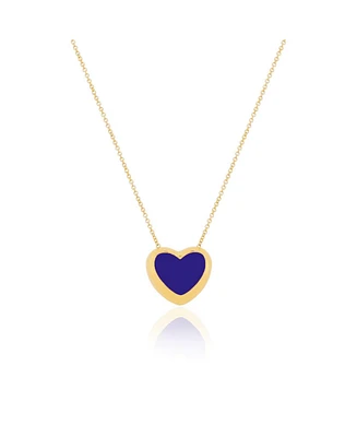 The Lovery Lapis Puffy Heart Necklace 14K Gold