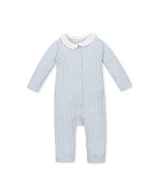 Hope & Henry Baby Organic Peter Pan Collar Button Front Sweater Romper