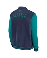 Nike Men's Navy/Aqua Seattle Mariners Authentic Collection Dugout Full-Zip Bomber Jacket