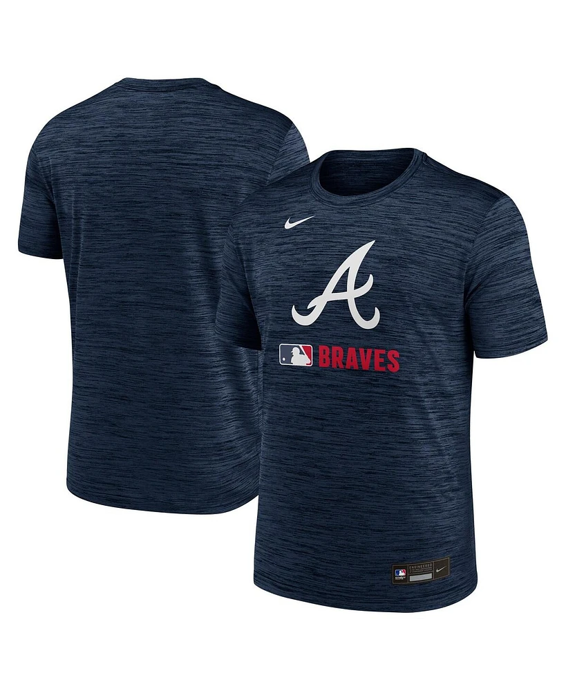 Nike Men's Navy Atlanta Braves Authentic Collection Velocity Performance Practice T-Shirt