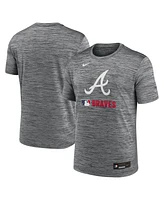 Nike Men's Anthracite Atlanta Braves Authentic Collection Velocity Performance Practice T-Shirt