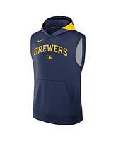 Nike Men's Navy Milwaukee Brewers Authentic Collection Performance Sleeveless Pullover Hoodie