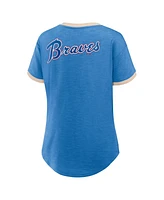 Fanatics Women's Royal Atlanta Braves Binge Worthy Stadium Slub V-Neck T-Shirt