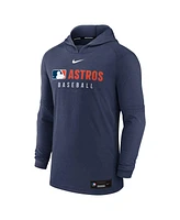 Nike Men's Heather Navy Houston Astros Authentic Collection Tri-Blend Performance Pullover Hoodie