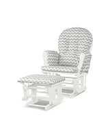 Wood Glider and Ottoman Set with Padded Armrests and Detachable Cushion