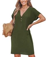 Cupshe Women's Lazy Day Olive Mini Beach Dress