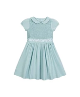 Hope & Henry Little Girls Organic Puff Sleeve Smocked Party Dress with Peter Pan Collar