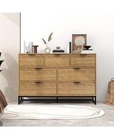 Mondawe Modern 7 Drawer Dresser Wood Cabinet (Walnut)