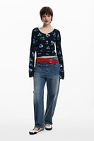 Desigual Women's Fruit sweater with mock neck