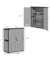 Outsunny Outdoor Storage Cabinet, Wood Garden Shed with 2 Shelves,