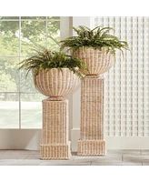 Charleston Rattan Pedestal Sculpture Short