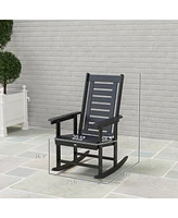 Outsunny 2 Outdoor Rocking Chairs, Hdpe High Back Patio Rockers