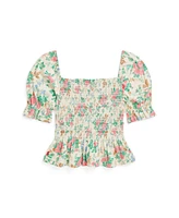 Polo Ralph Lauren Big Girls Floral Smocked Jersey Peplum Top