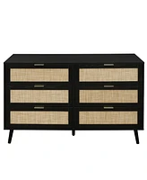 Mondawe Modern 6 Drawer Dresser Wood Cabinet (Black)