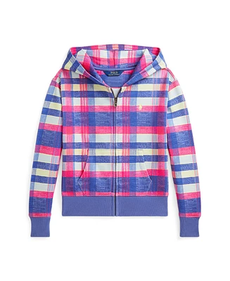 Polo Ralph Lauren Big Girls Plaid Loopback Fleece Full-Zip Hoodie