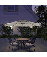 Mondawe 10 ft 3-Tier Led Solar Outdoor Patio Market Umbrella with Push Button Tilt, Navy