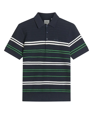 Ben Sherman Men's Herringbone Stripe Short Sleeve Polo Shirt