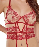 iCollection Women's Embroidery Underwire Bodysuit Lingerie