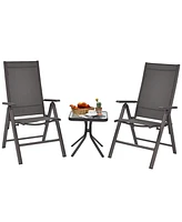 4PCS Patio Folding Dining Chairs Aluminium Adjustable Back