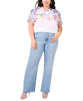 Vince Camuto Plus Printed Tulip-Sleeve Blouse