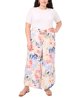 Vince Camuto Plus Floral Angled-Hem Wide-Leg Pants