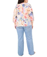 Vince Camuto Plus Ruffle-Neck Peasant Top