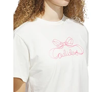 adidas Women's Cotton Bow Logo-Graphic Crewneck T-Shirt