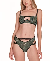 Hauty Women's 2PC Underwire Bra and Panty Floral Lingerie Set with Strappy Lace Accents