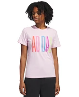 adidas Women's Cotton Multi-Color Logo Crewneck T-Shirt