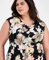 Connected Plus Printed Sleeveless Midi Dress