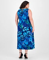 Connected Plus Printed Sleeveless Maxi Dress