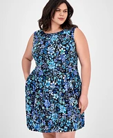 Connected Plus Printed Sleeveless Fit & Flare Dress