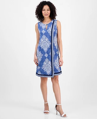 Sandra Darren Petite Printed Crossover Shift Dress