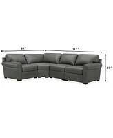 Radley Roll Arm 117" 4-Pc. Leather Wedge Corner L Sectional, Exclusively at Macy's