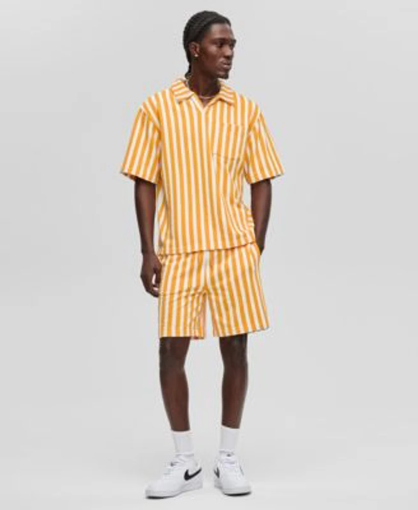 Mode Of One Mens Relaxed Fit Vertical Stripe Terry Shirt Shorts Exclusively At Macys