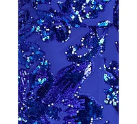 Crystal Doll Juniors' One-Shoulder Floral-Sequin Gown