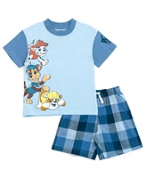 Paw Patrol Toddler Boys T-Shirt and Plaid Shorts Outfit Set