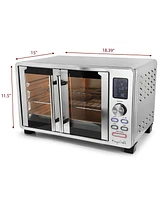 MegaChef 25 Quart Digital Electric French Door Multi-Function Counter Top Oven with Rotisserie Set