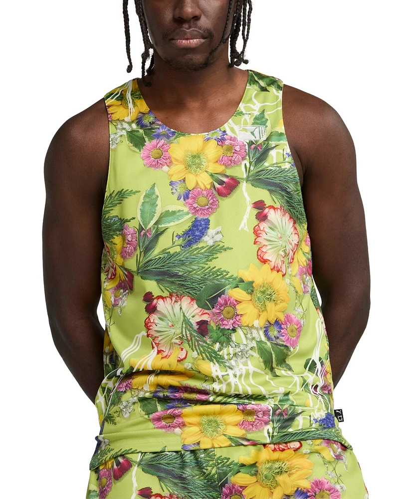 Puma Men's Dunked Floral Regular-Fit Reversible Mesh Tank