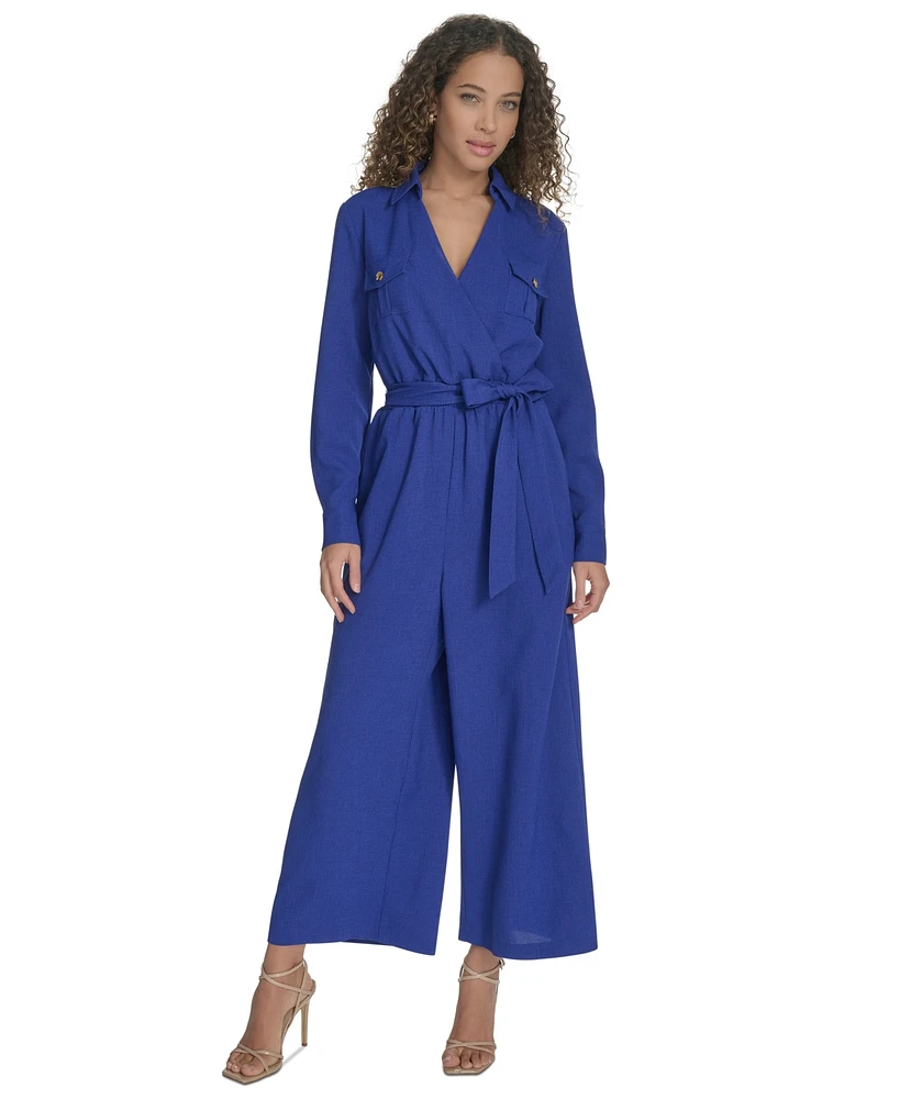 Calvin Klein Women's Long-Sleeve Tie-Waist Jumpsuit