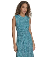 Calvin Klein Women's Printed Ruched-Waist Midi Dress
