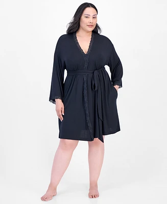 I.n.c. International Concepts Plus Lace-Trim Knit Wrap Robe, Exclusively at Macy's