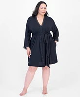 I.n.c. International Concepts Plus Lace-Trim Knit Wrap Robe, Exclusively at Macy's
