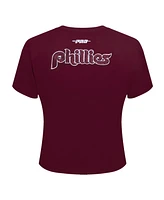 Pro Standard Women's Burgundy Philadelphia Phillies Game Day Classics Baby Doll Cropped T-Shirt