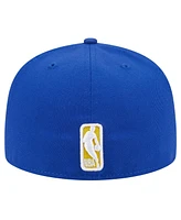 New Era Men's Royal Golden State Warriors Sport Night Script Sided 59FIFTY Fitted Hat