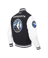 Pro Standard Men's Black Minnesota Timberwolves 2024/25 City Edition Chenille Applique Full-Zip Wool Varsity Jacket